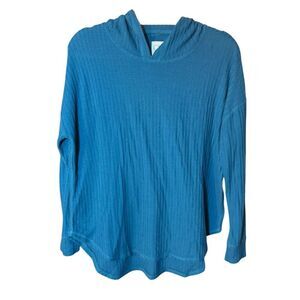 Chaser Women's Waffle Knit Thermal Hoodie Sz M in Taos (Dark Green Blue)